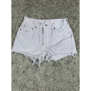 Levi's 501 Shorts Women 29 Lavender Distressed Button Fly Cut‎ Off Mid Rise